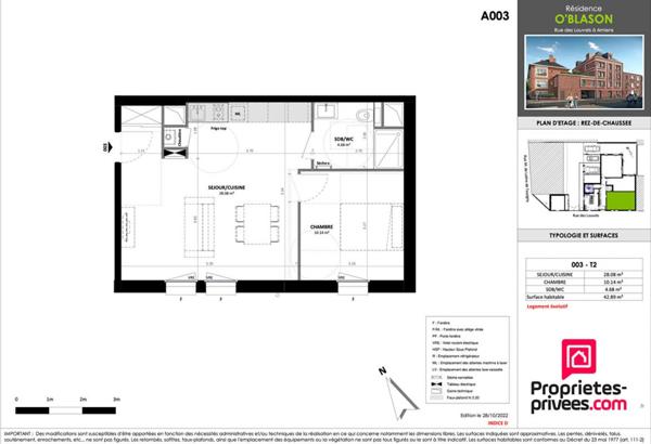 Appartement  T2  de 43m2 en hyper centre-ville d'Amiens