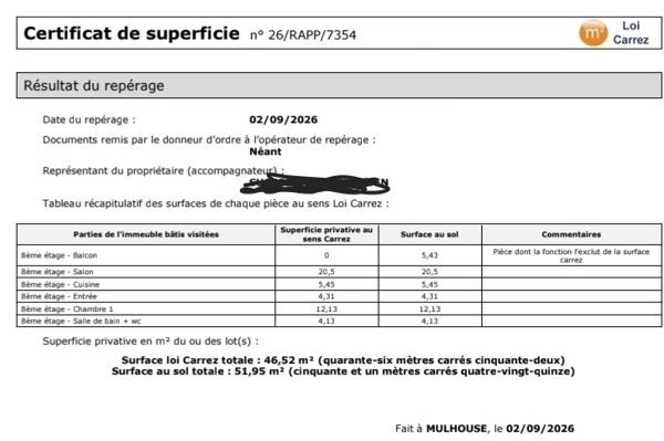 MULHOUSE F2 46,52 m² cave DERNIER ÉTAGE