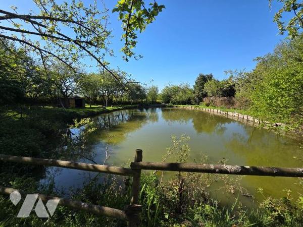 5 min. VILLAINES-LA-JUHEL, en campagne, terrain de loisirs (non constructible) sur lequel un pl...