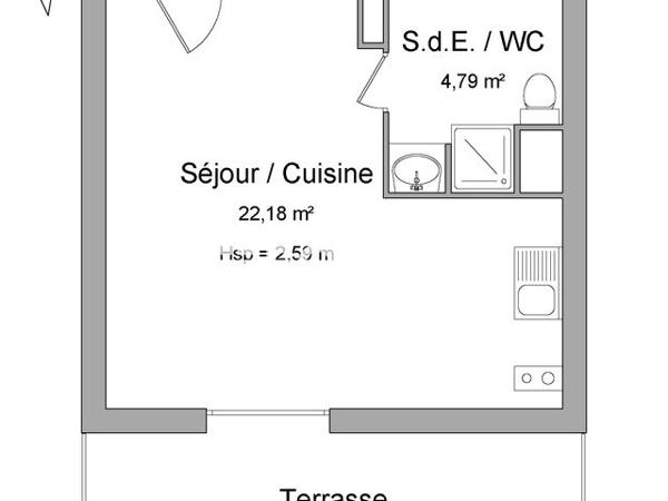 Location Studio 27.66 m² - 331 AVENUE PIERRE MENDES FRANCE Nimes 30000