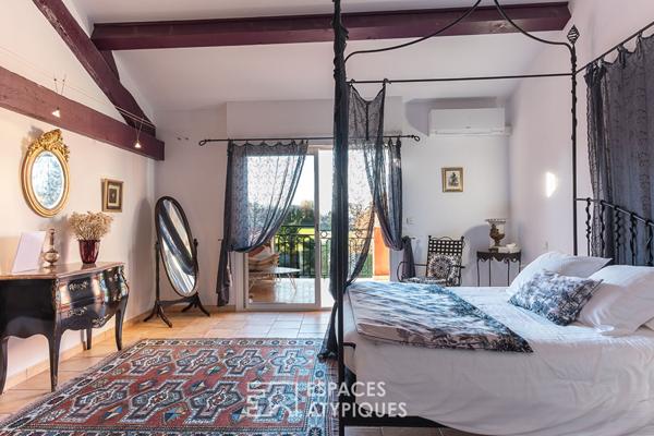 Ancien prieuré rénové sur jardin paysager avec vue dégagée sur les sommets du Vercors