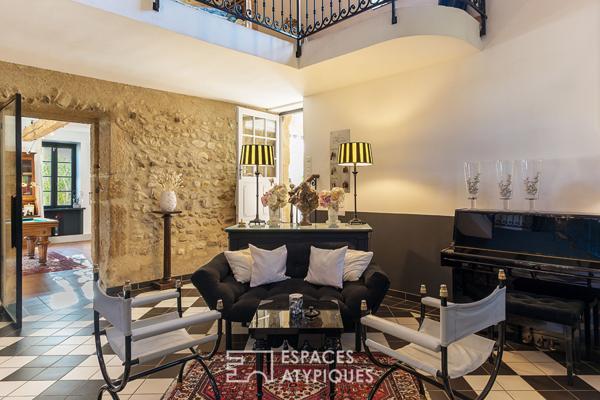 Ancien prieuré rénové sur jardin paysager avec vue dégagée sur les sommets du Vercors