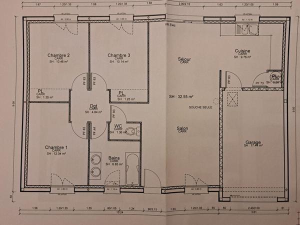 Maison de plain pied - 3 chambres