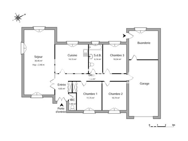 Location Maison 4 pièces 97.42 m² - 279 RUE DE LA MONGE St Martin De Bernegoue 79230