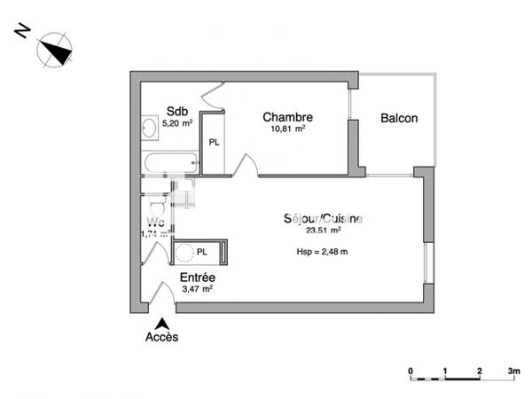 Location Appartement 2 pièces 44.73 m² - 189 AVENUE CAMILLE CLAUDEL Saint Pierre Du Mont 40280
