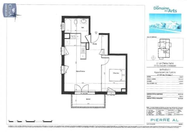Appartement à louer 2 pièces 45.37m² Chevry-Cossigny (77173)