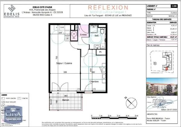 Appartement à louer 2 pièces 43.91m² Le Luc (83340)
