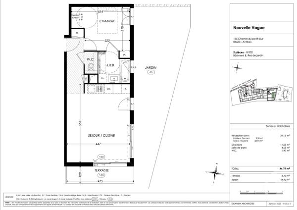 Appartement T2 à vendre  2 pièces - 46,75 m2 ANTIBES - 06