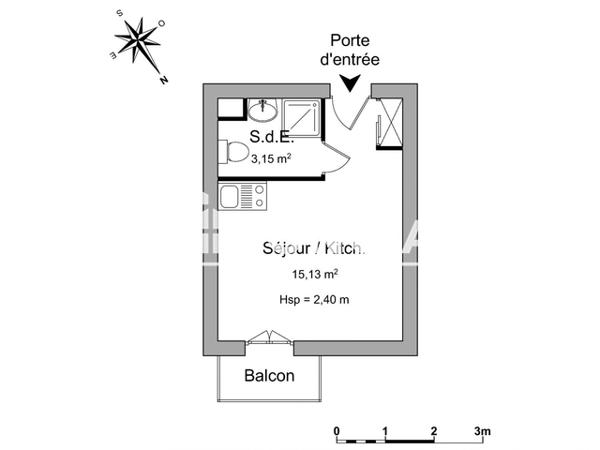Location Studio meublé 18.43 m² - RESIDENCE LES MEUNIERS La Rochelle 17000