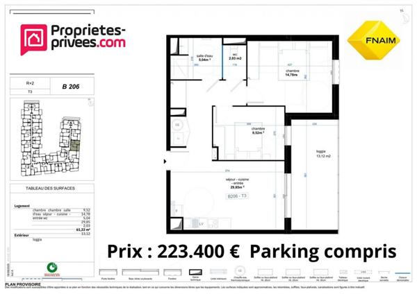 QUARTIER RESIDENTIEL - Appartement  3 pièce(s) 62.96 m2