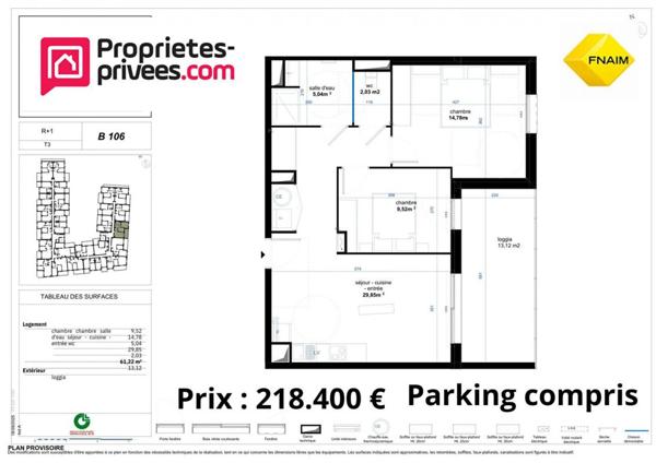 QUARTIER RESIDENTIEL - Appartement  3 pièce(s) 62.96 m2