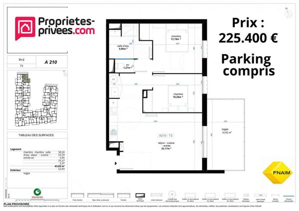 QUARTIER RESIDENTIEL - Appartement  3 pièce(s) 62.96 m2
