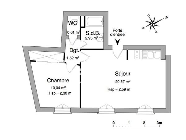 Location Appartement 2 pièces 35.99 m² - 10 RUE PIERRE SEMARD Carcassonne 11000