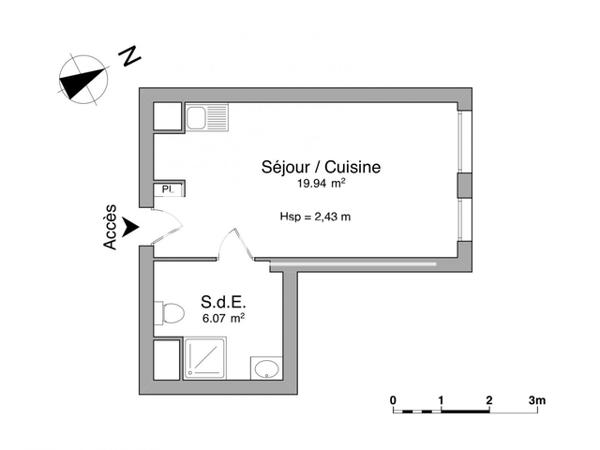 Location Studio 26.01 m² - 6 RUE MERIDIENNE Rouen 76100