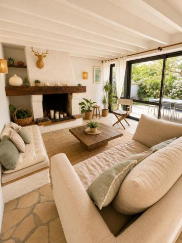 Villa 4 chambres - A l'herbe au Cap Ferret - salon ouvert sur terrasse