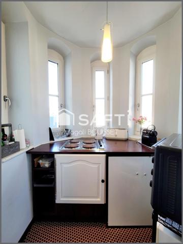 Appartement T1 Bis de 30m², vue sur les montagnes avec un balcon, ascenseur, cellier, casier à ski et local à vélos, place de parking. Charpente et toiture neuve.