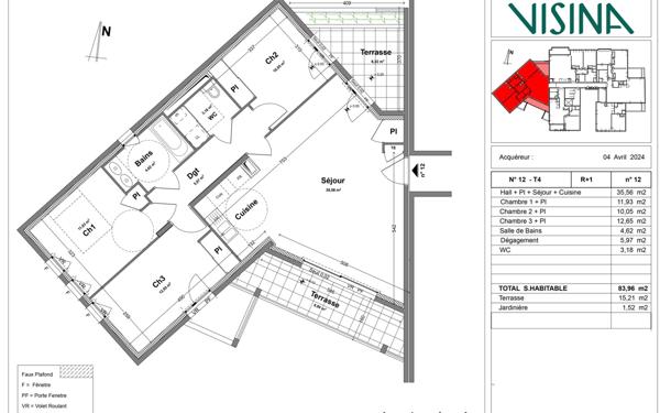 Appartement à vendre    4 pièces • 78,88 m2 Irigny
