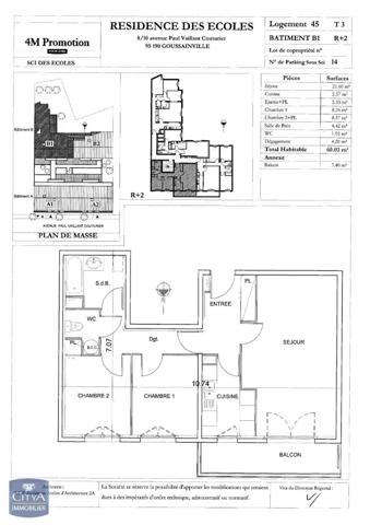 Appartement à louer 3 pièces 60.03m² Goussainville (95190)