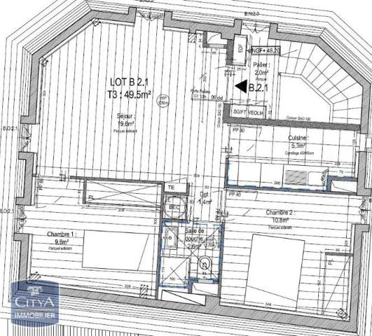 Appartement à louer 3 pièces 49.5m² Rennes (35000)