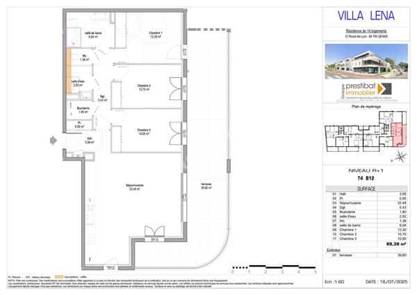 GENAS Coeur Centre-ville - PROGRAMME NEUF "VILLA LENA" TYPE 4 de 89 m² avec large terrasse de 40 m²