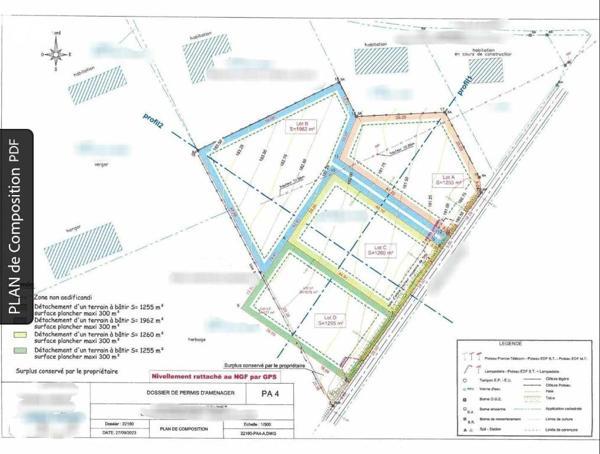Dans secteur calme, terrain à bâtir d'une surface de 1.255 m²  (lot A)