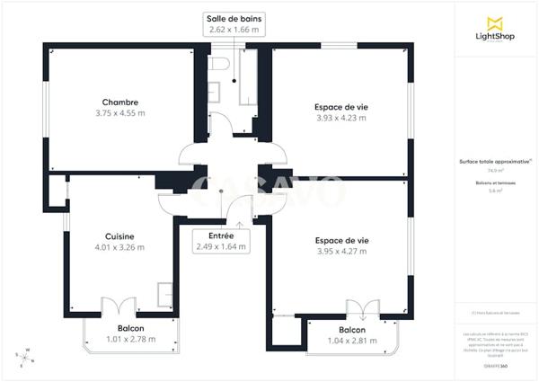 Vente Appartement 3 pièces de 75m² - 67100 Strasbourg