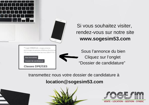 LAVAL, appartement T2 de 40 m² au 3ème étage