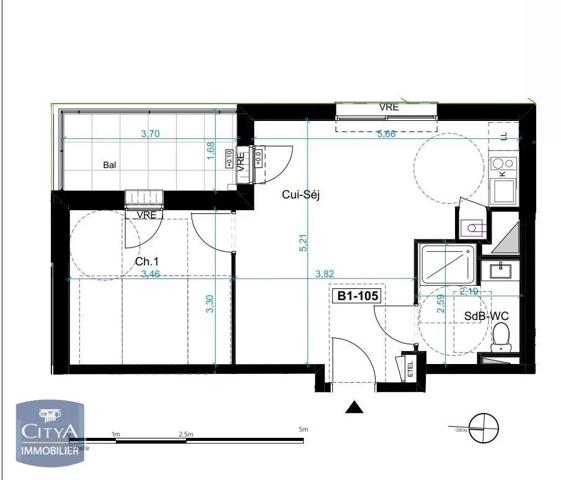 Appartement à louer 2 pièces 47.47m²