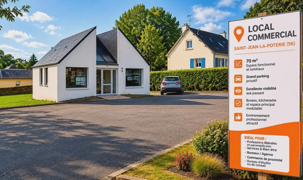 LOCAL COMMERCIAL 70 m² – EMPLACEMENT STRATÉGIQUE – GRAND PARKING – SAINT-JEAN-LA-POTERIE