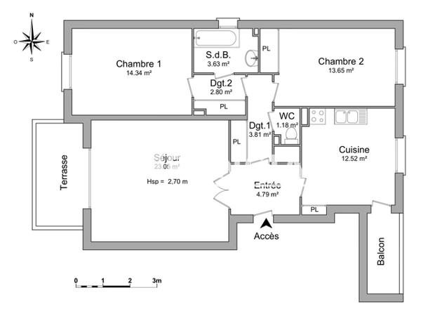 Location Appartement 3 pièces 79.77 m² - 72 AVENUE FONTENAILLE Aix-en-provence 13100