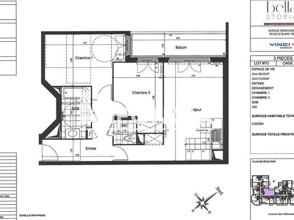 Location Appartement 3 pièces 61.4 m² - 1-3 AVENUE DE LA DIVISION LECLERC Le Blanc Mesnil 93150