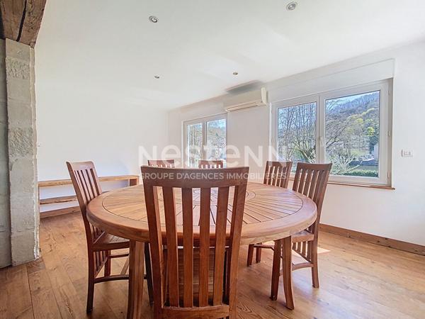 Maison Bourgeoise à vendre Terrasson Lavilledieu 280 m2, beaux volumes, 3 chambres dont une suite parentale, salon-salle à manger 60m2, Cuisine 20 m2, salle de détente 30m2, Garage 60m2, Dépendance 45m2, terrain arboré, Vue imprenable