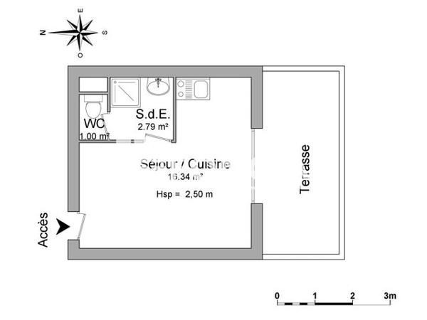 Location Studio meublé 20 m² - LA ROCHELIERE 2 - 57 AVENUE JEAN MONNET La Rochelle 17000