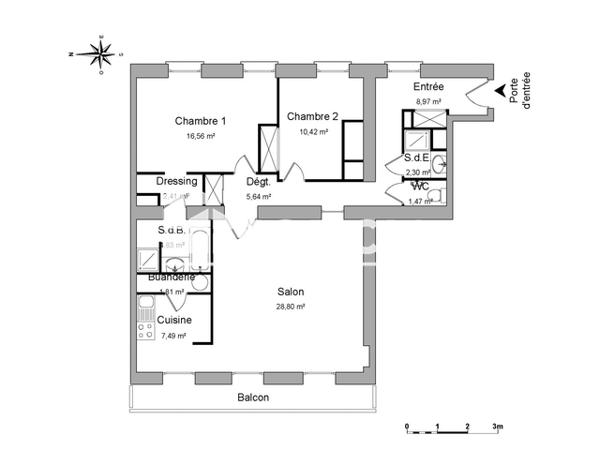 Location Appartement 3 pièces 90.7 m² - 3 QUAI DE LA JOLIETTE Marseille 13002