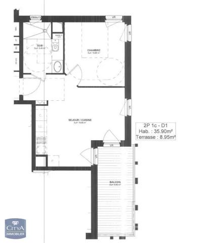 Appartement à louer 2 pièces 35.9m² Strasbourg (67200)