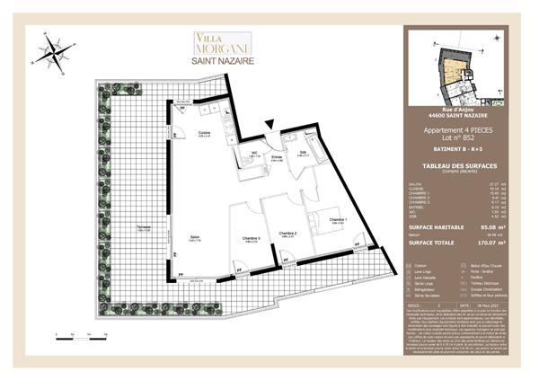 Appartement Trignac 3 pièce(s) 69 m2 BALCON DE 11M²  EXPO S/O