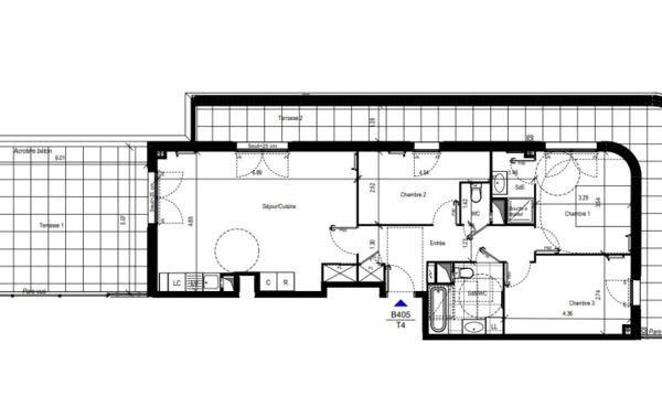 Vente Appartement P4 4P 85m2 - 60m2 terrasse - 2 PK L'hay-les-roses