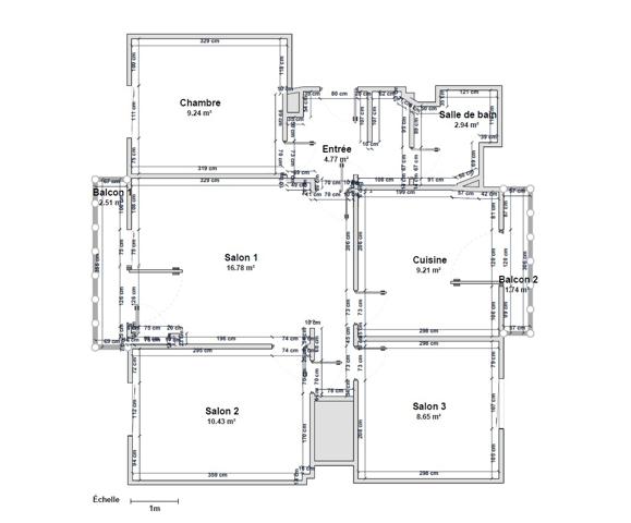Appartement Montpellier 3 pièce(s) 64.24 m2 proche place CARNOT