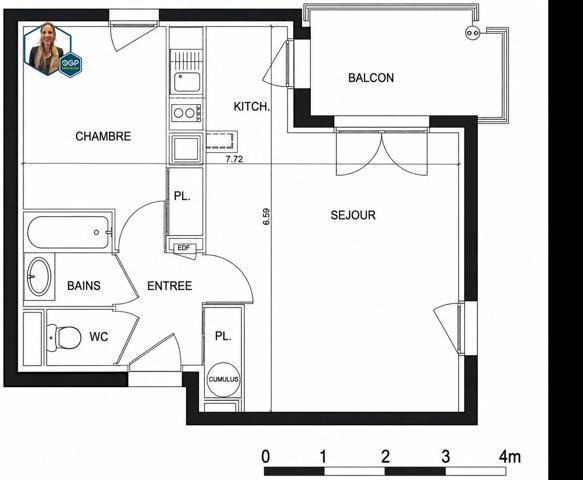 Appartement T2 avec Balcon et Parking