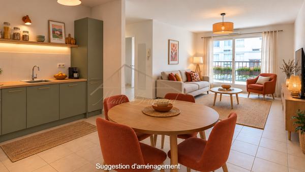 BAYONNE – Grand T2 de 55,42 m² avec terrasse couverte, parking et cellier