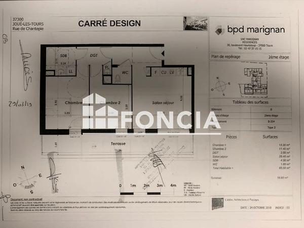 Location Appartement 3 pièces 60.45 m² - 2 RUE ANATOLE FRANCE Joue Les Tours 37300