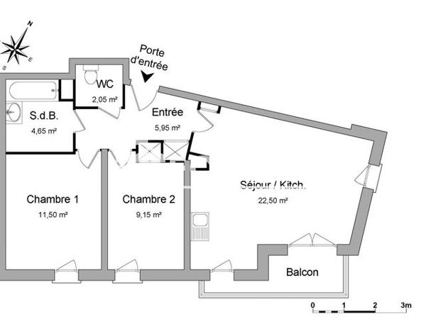 Location Appartement 3 pièces 55.8 m² - LES REGATES Argenteuil 95100
