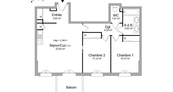 Location Appartement 3 pièces 60.39 m² - La Rivière-saint-sauveur 14600