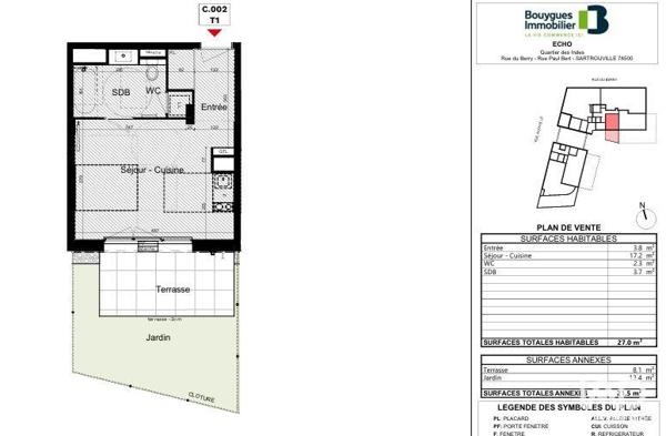 Studio à vendre 27 m² Sartrouville