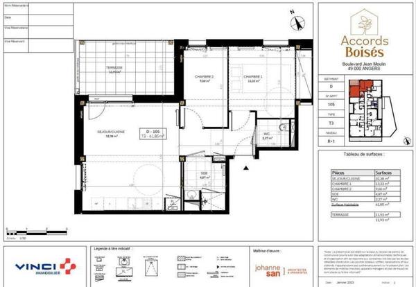 Appartement 3 pièces - 49000 Angers