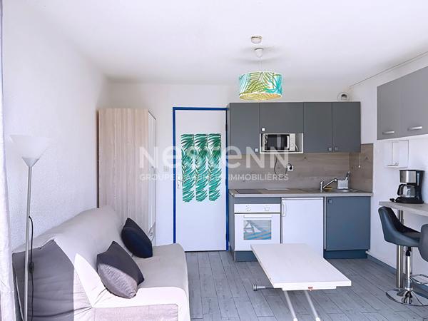 Charmant studio cabine meublé de 21 m² avec balcon de 7 m² et vue sur les Salins, local à vélos & piscine en option, Gruissan, Rive Droite