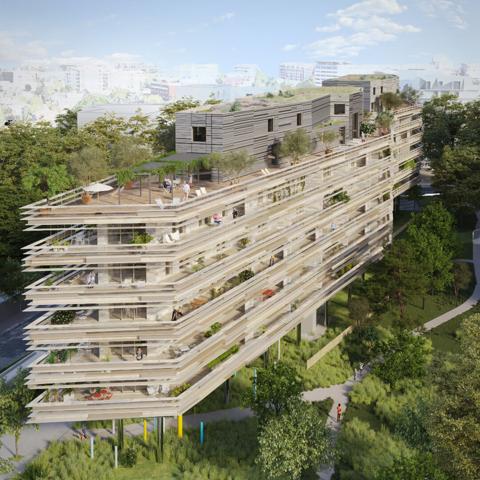 À vendre - Port Marianne : T4 traversant neuf de 96 m² - deux balcons de 19m2 - double garage privatif