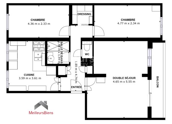 4 pièces 70 m² Immeuble ravalé