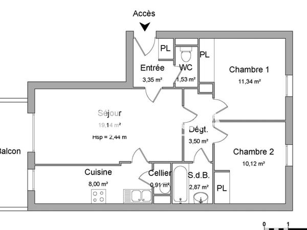 Location Appartement 3 pièces 61.68 m² - ZAC LE HAMEAU DU COTEAU La Roche Sur Yon 85000