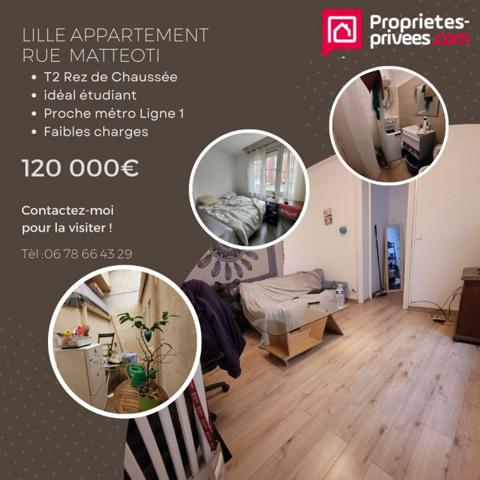 Lille Appartement T2 RDC rue Matteoti